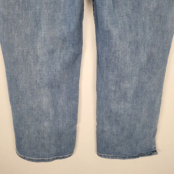NYDJ Marilyn Straight Jeans Crop High Rise Stretch Contrasting Hem Blue Size 16 - Picture 6 of 12